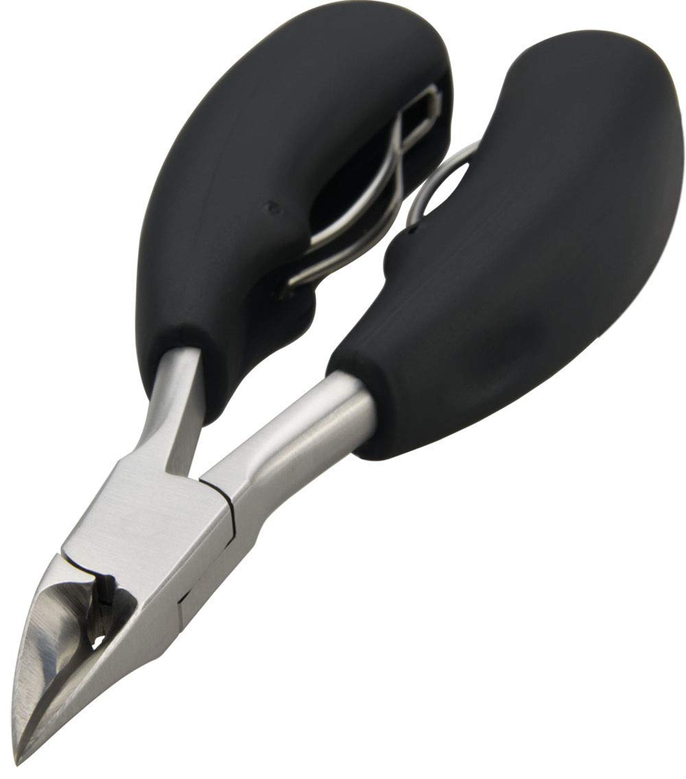 Premium Surgical Grade Stainless Steel Nail Clippers for Ingrown & Thick Toenails - Sharp Blades with Ergonomic Soft Grip Handle - Professional Pedicure & Toenail Care Tool (Black) - Perfect for Home Use, Travel, and Salon Professionals