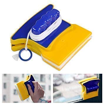 Svk Dream Magnetic Double-Sided Window Cleaner Tool - 2 Extra Cleaning Pads Included - Efficient Glass Wiper & Squeegee for Home & Office Use - Perfect for High Windows, Glass Doors, and Shower Enclosures