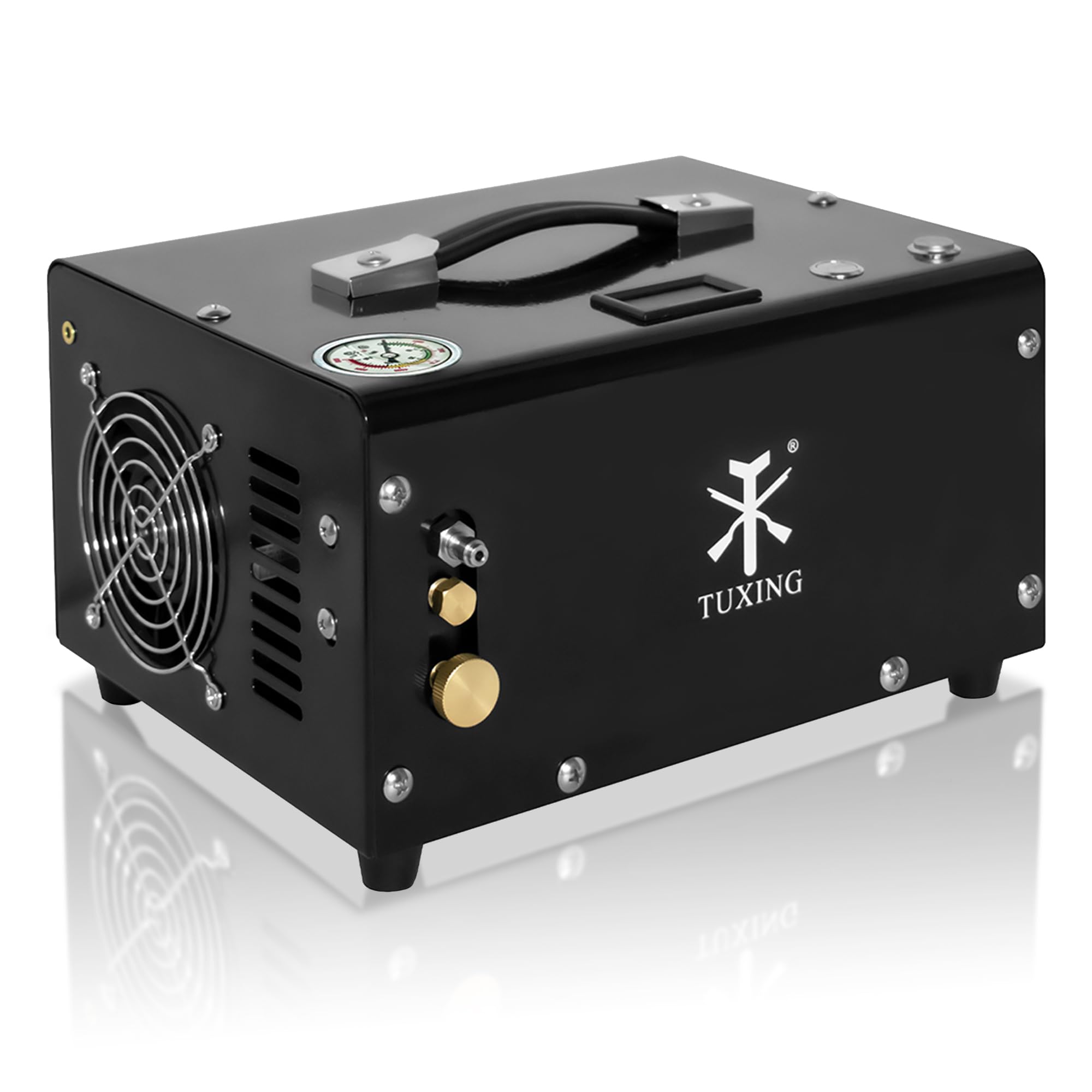 TUXING 4500Psi PCP Air Compressor with Auto-Shutoff | High Pressure Air Pump with Built-in Water Filter | 110V AC & 12V DC Power for Home & Car Use | Ideal for PCP Air Rifles, Paintball Tanks & Scuba Diving Gear