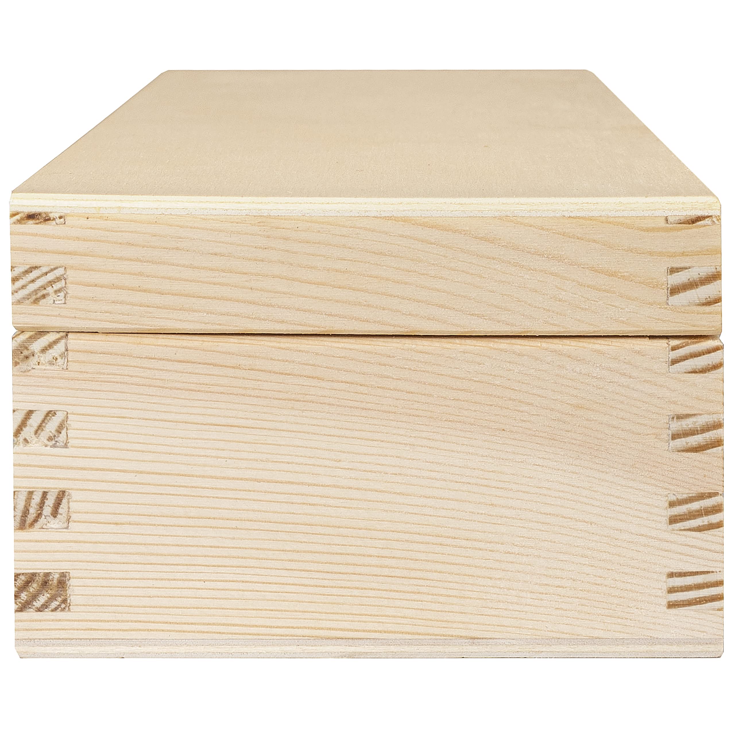 Unfinished Wooden Storage Box with Lid - 9.44 x 4.44 x 2.83 Inches Plain Rectangular Craft Box - Jewelry Organizer & Small Item Holder for Office, Bedroom, and Craft Room Storage Solutions