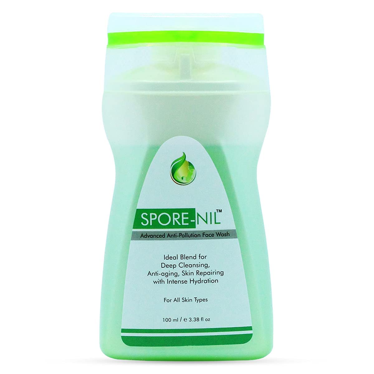 SPORE-NIL Anti-Pollution & Antioxidant Facial Cleanser - 100ml | Green Tea, Hyaluronic Acid & Vitamin E Face Wash for Deep Cleansing | Removes Dirt & Impurities for Men & Women | Perfect for Daily Skincare Routine & Post-Workout Refreshment