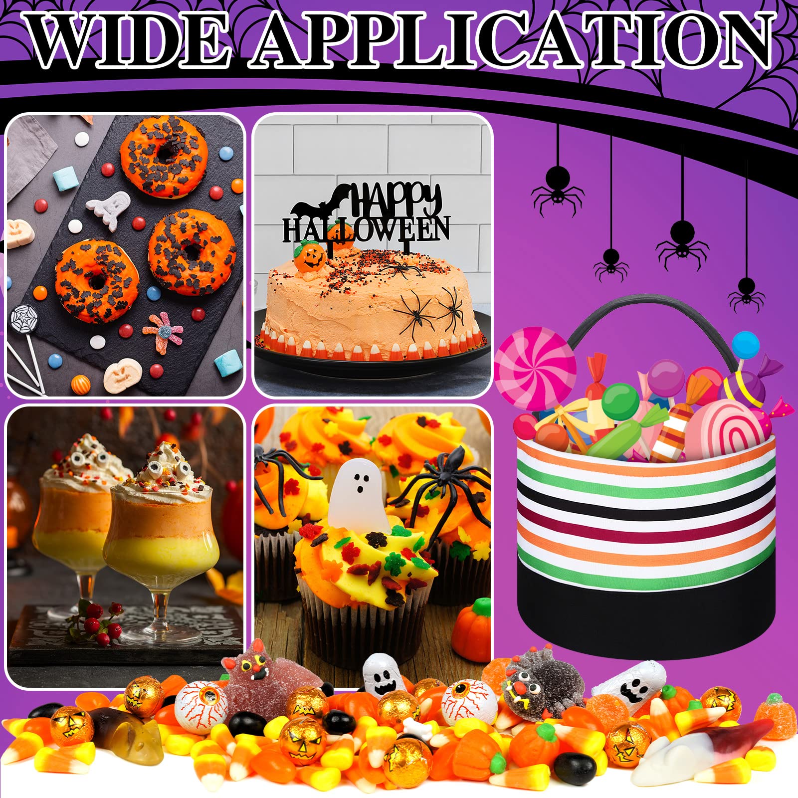 Kajaia 3-Piece Halloween Pumpkin Candy Buckets for Kids - Trick or Treat Bags, Halloween Party Favors & Goodie Baskets for Candy Collection & Festive Decorations