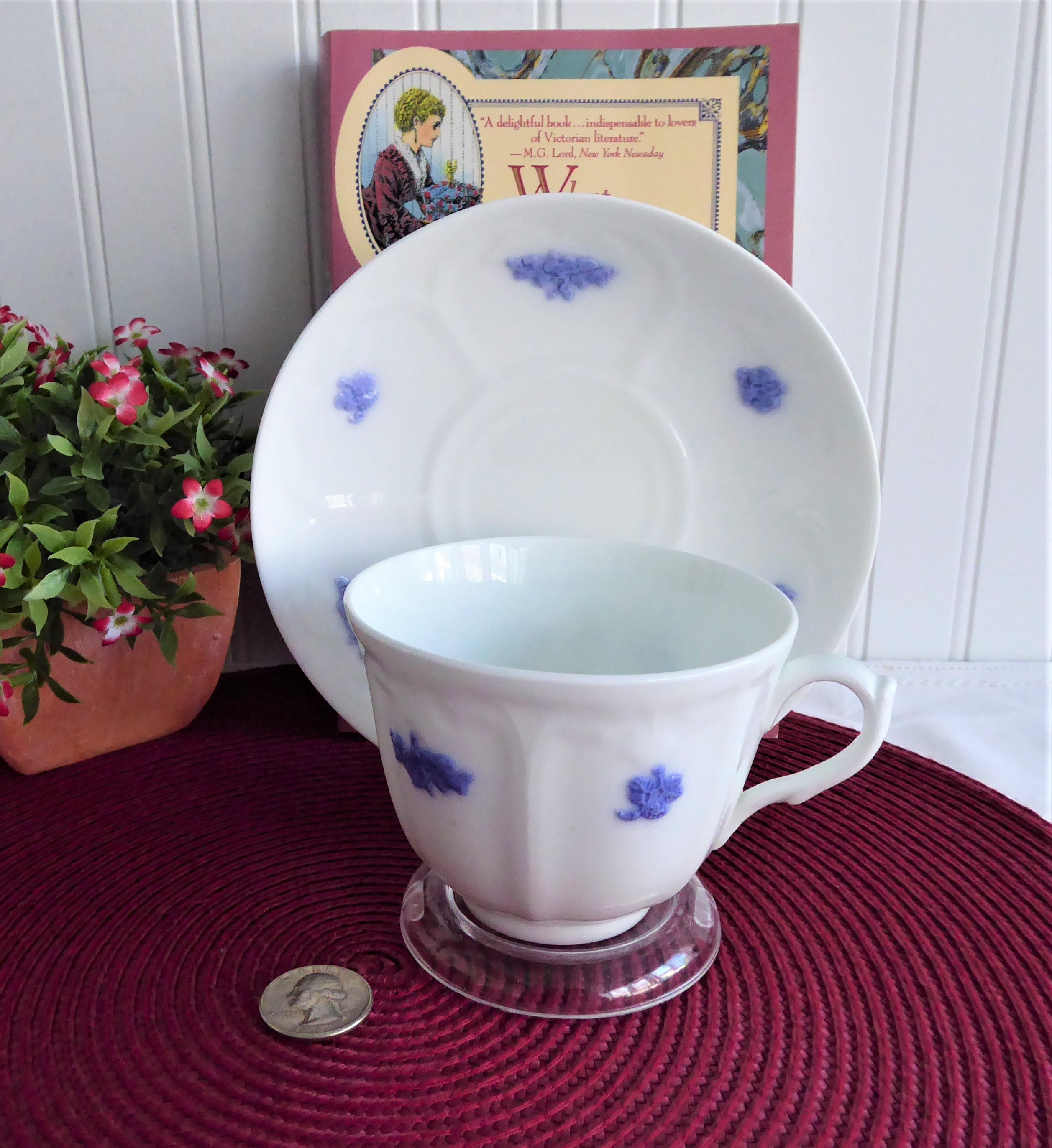 Vintage Adderleys Blue Chelsea Cup and Saucer Set - Sprigged Ironstone China from 1890s - Perfect for Afternoon Tea, Collectible Antique English Tableware