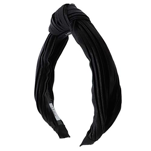 Ribbed Satin Turban Knot Headband - Black | Elegant Hair Accessory for Women, Perfect for Styling, Yoga, and Everyday Wear