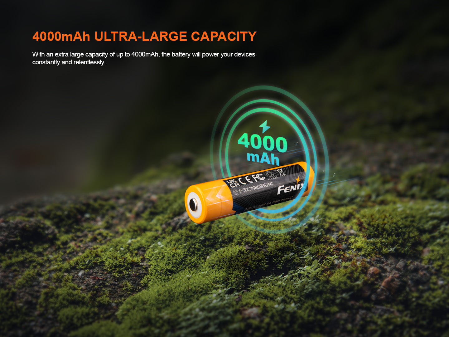 Fenix ARB L18 4000mAh USB Rechargeable 18650 Battery - High Capacity Lithium Ion Battery for Flashlights, Headlamps & Outdoor Gear - Perfect for Camping, Hiking & Emergency Power Backup