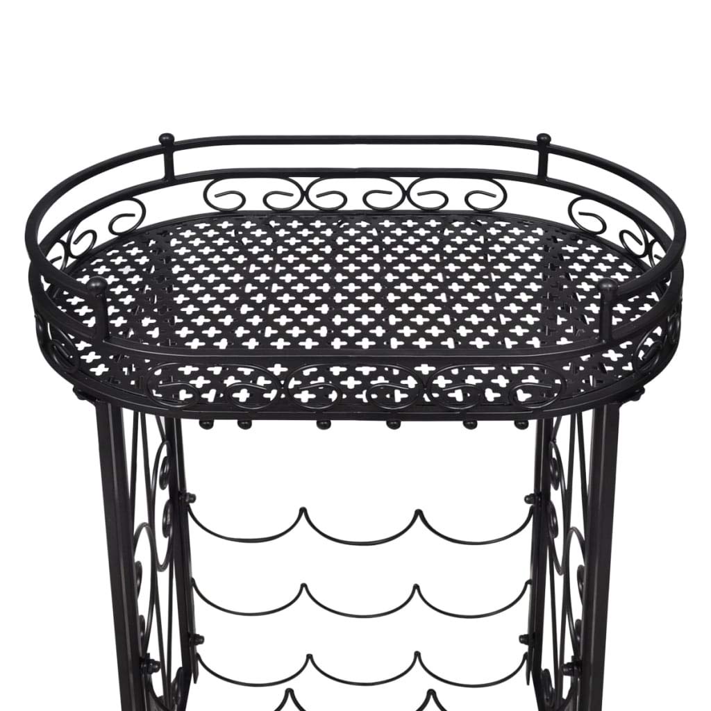 CHARMMA 9-Bottle Metal Wine Rack with Glass Holder - Space-Saving Wine Storage for Kitchen, Dining Room or Bar