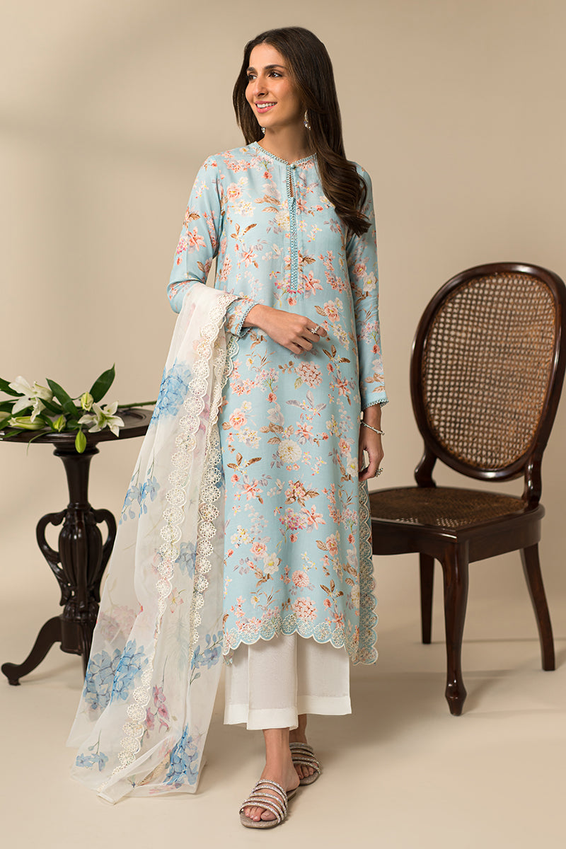 Botanical Bloom 2-Piece Set (Shirt & Dupatta) - Elegant Ethnic Outfit for Women | Perfect for Weddings, Festivals & Special Occasions