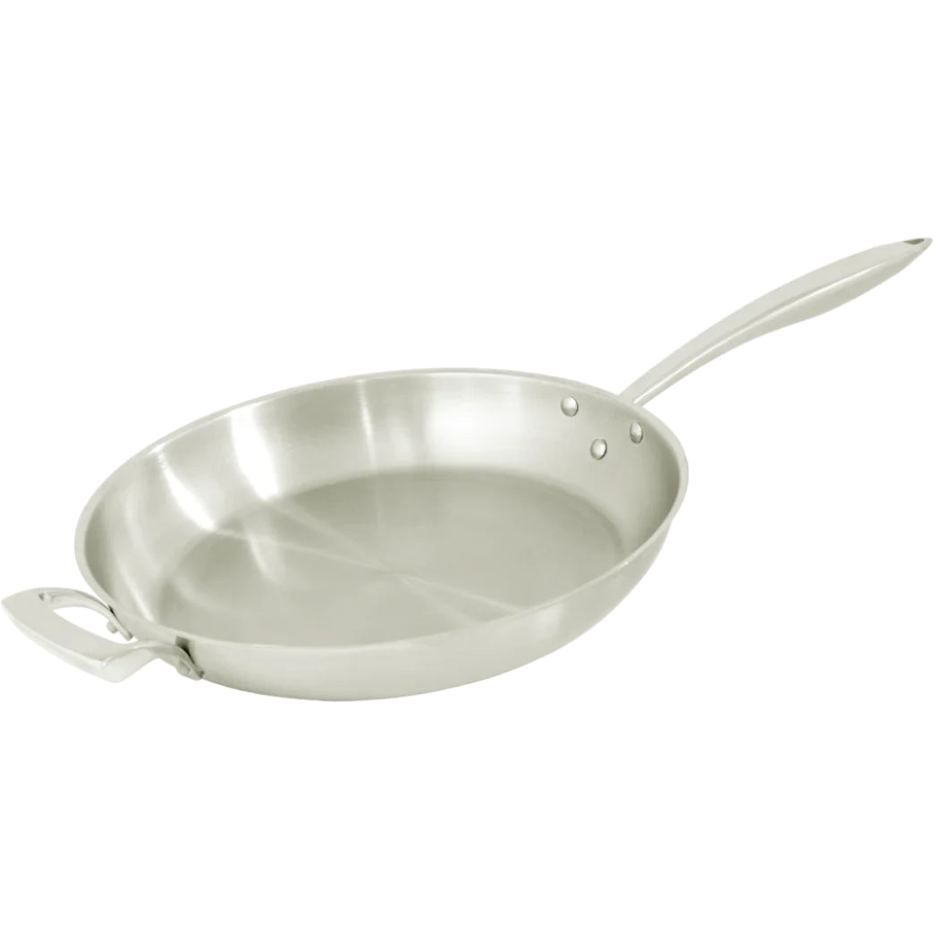 Thermalloy Deluxe 14-Inch Stainless Steel Fry Pan with Helper Handle - Professional Nonstick Skillet for Searing, Sauteing & Frying - Perfect for Home Kitchen & Restaurant Use