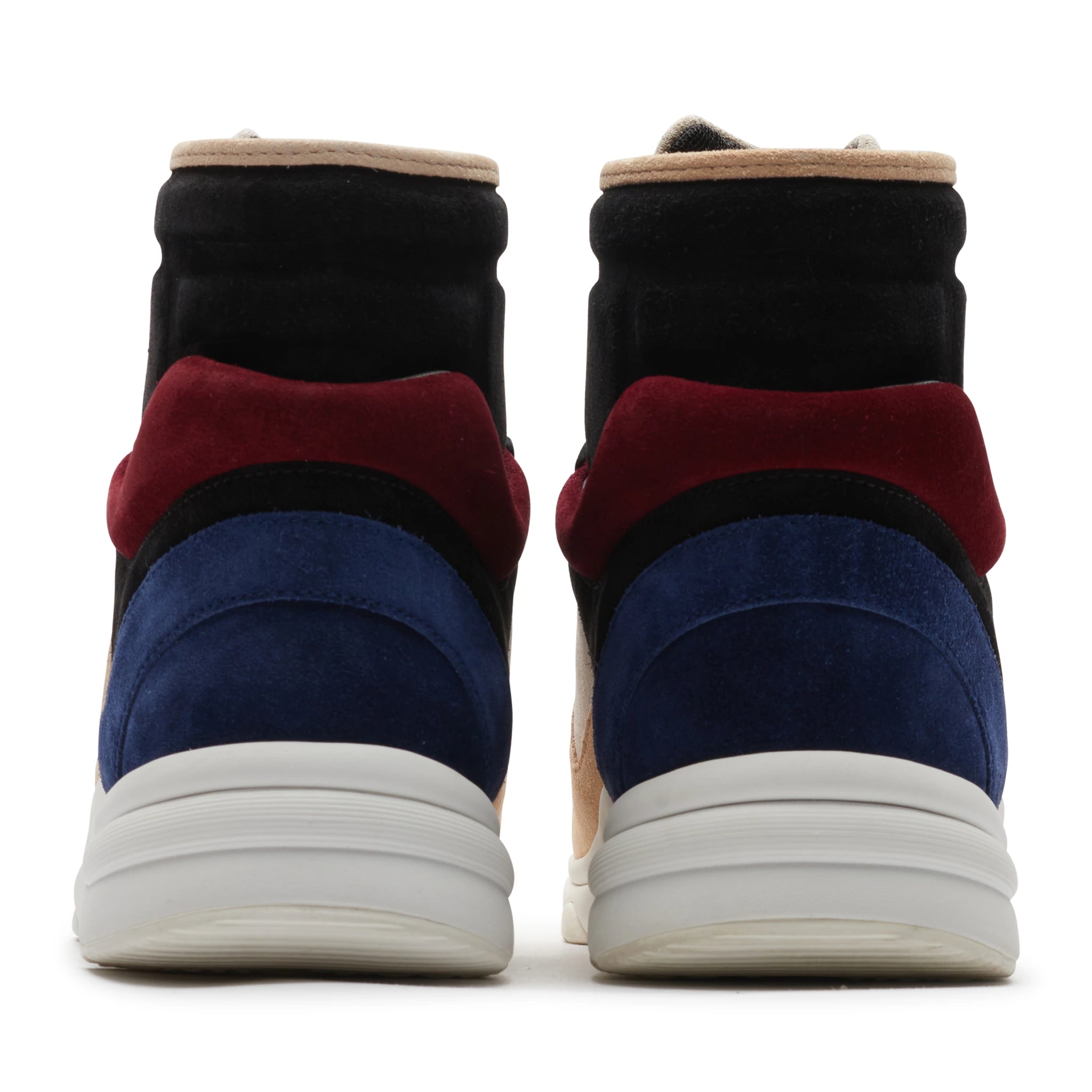 Chanel CC Logo High-Top Sneakers in Black, Burgundy, Blue & Beige Suede - Preloved Luxury Shoes for Women | Perfect for Casual Outfits, Street Style & Fashion Events