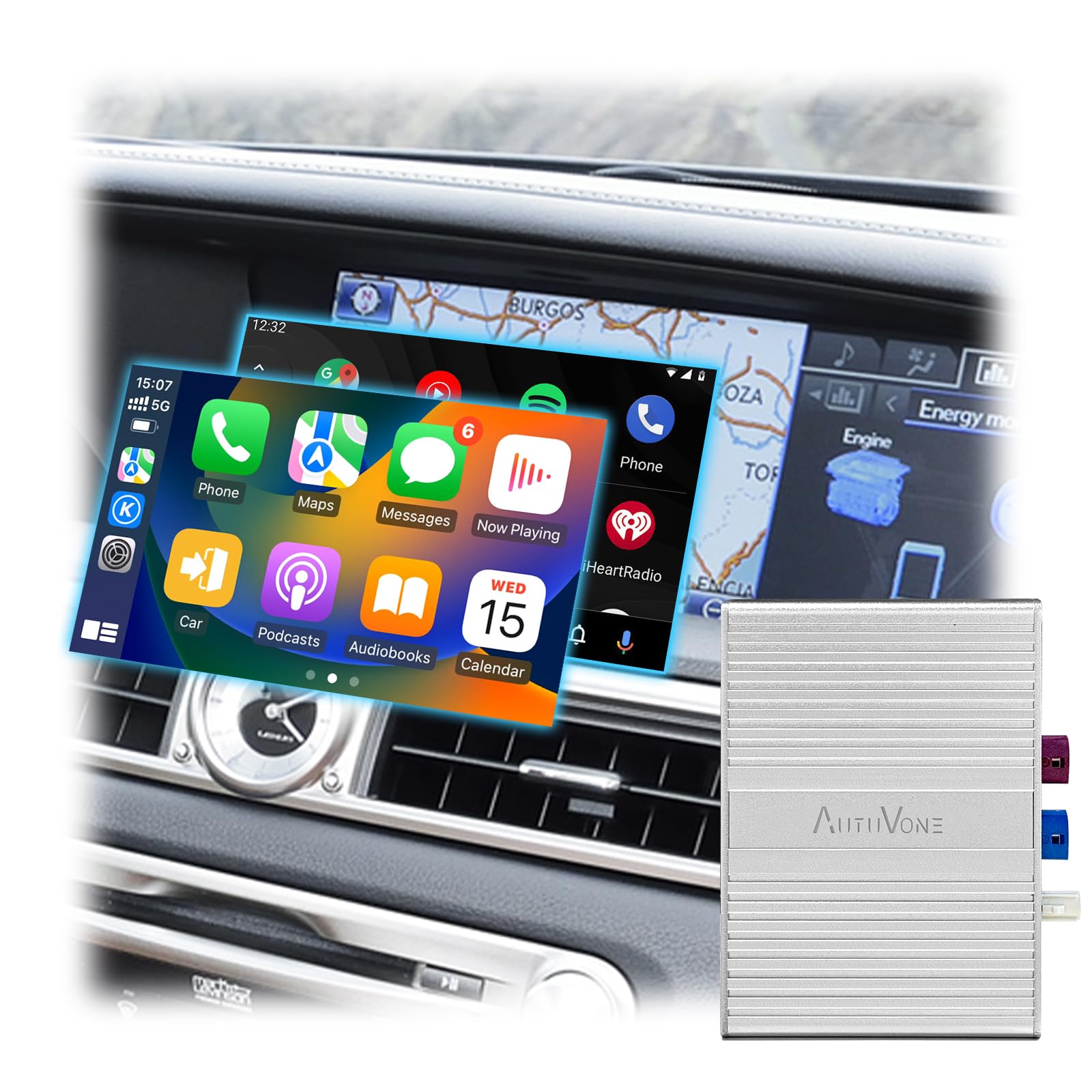 Lexus GS LS RX ES LX Wireless & Wired CarPlay Audio Decoder Upgrade - Retains OEM Screen & Controls, Supports Android Auto Mirror Link, Cameras & Mouse Joystick - Perfect for Seamless In-Car Entertainment & Navigation