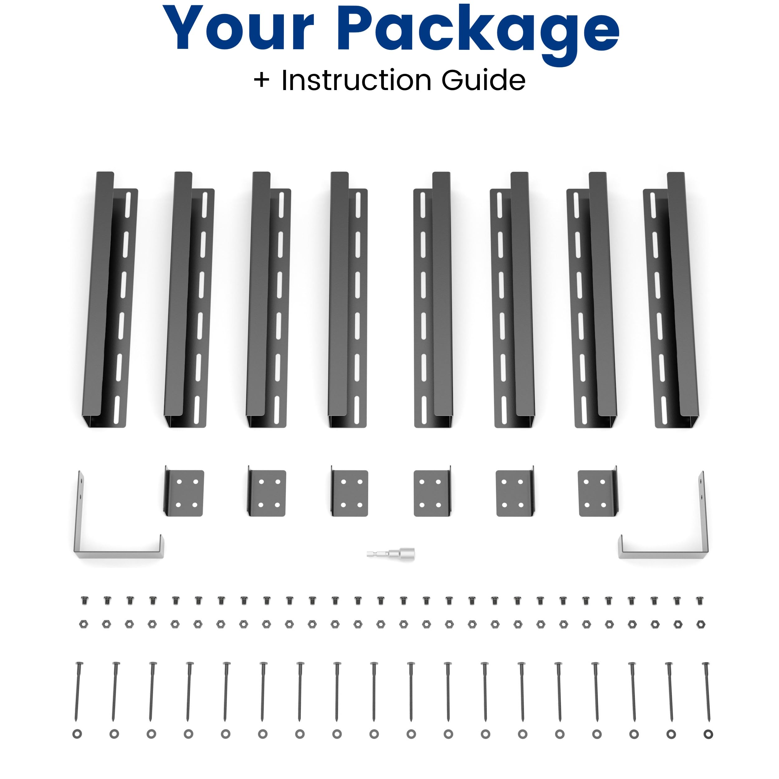 Overhead Garage Storage Rack System - Adjustable Ceiling Mounted Organizer with 4 Sets & 2 Hooks - Fits Most Storage Bins & Totes - Perfect for Garage, Basement & Attic Organization