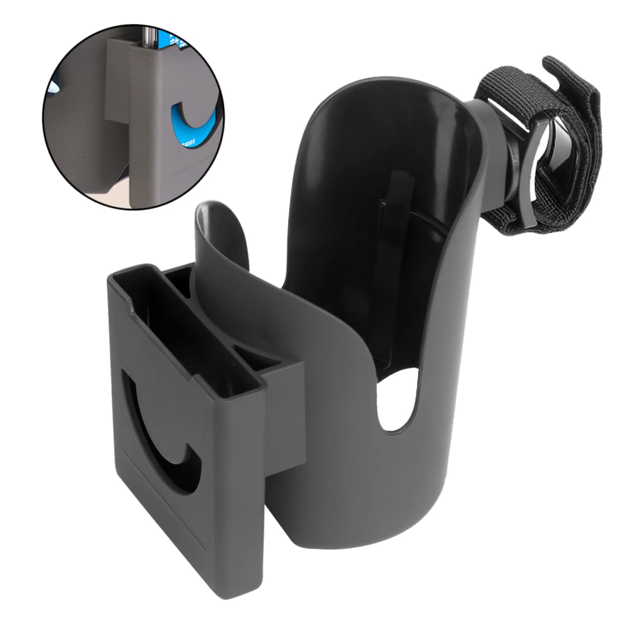 ERINGOGO Universal 2-in-1 Stroller Cup Holder & Phone Stand - Compatible with iPhone, Samsung, Most Smartphones - Perfect for Strollers, Shopping Carts, and Car Seats