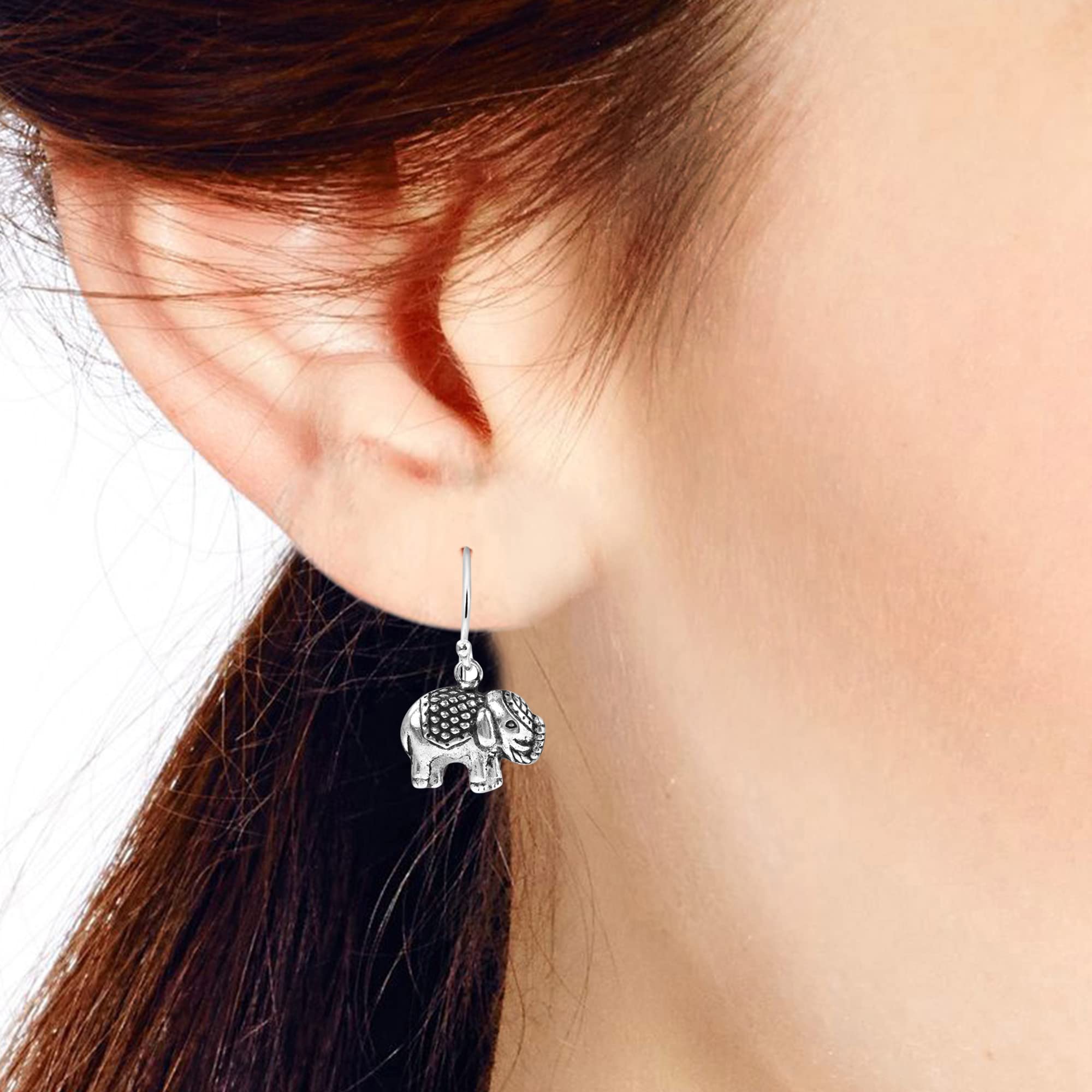 AeraVida .925 Sterling Silver Thai Royal Elephant Dangle Earrings for Women | Elegant Thai Elephant Jewelry | Perfect Gift for Birthday, Anniversary & Special Occasions | Wear to Parties, Weddings & Cultural Events