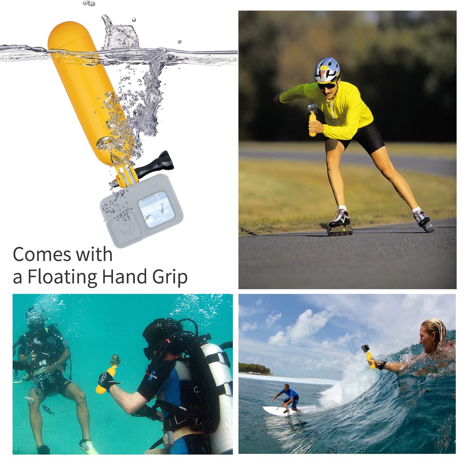 Lightweight Aluminum Selfie Stick for GoPro Hero 13/12/11/10/9/8/7/6/5/4 Max Mini & AKASO SJCAM DJI Action Cameras - Extendable Telescoping Monopod with Floating Grip - Perfect for Water Sports, Travel Vlogging & Outdoor Adventures