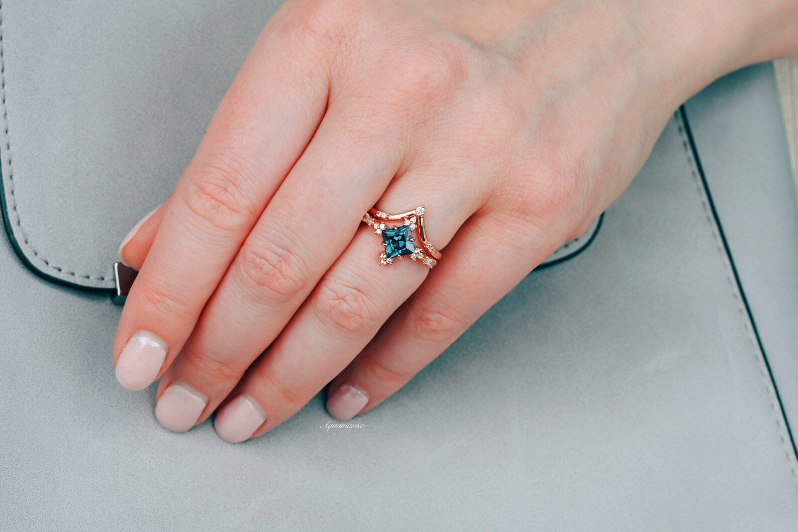 14K Rose Gold Vermeil Alexandrite Ring Set for Women | Elegant Jewelry Gift for Anniversary, Birthday & Special Occasions