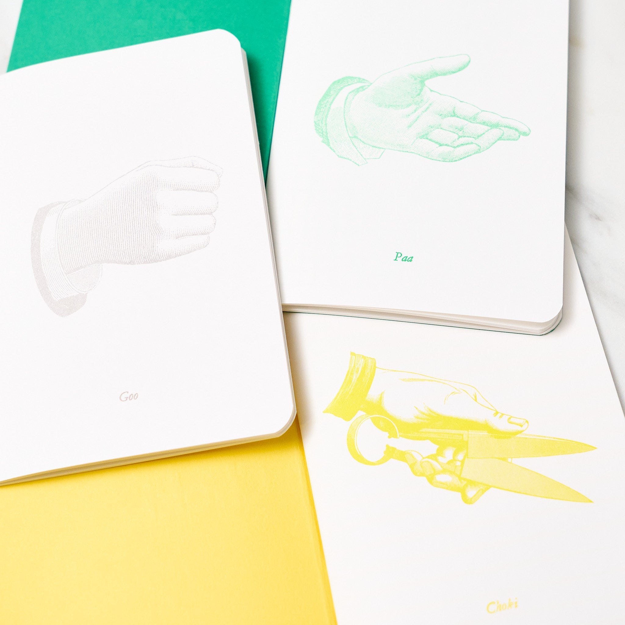 Goo Choki Paa 3-Pack Premium Notebook Set with Letterpress Lettering - Perfect for Journaling, Note Taking & Gift Giving