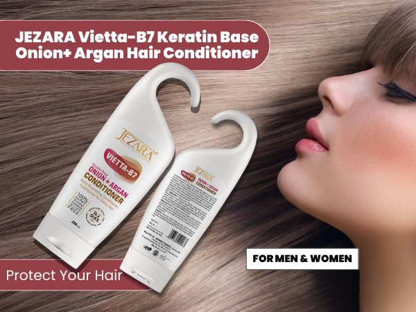 JEZARA Vietta-B7 Keratin-Based Onion & Argan Hair Conditioner - Strengthens & Repairs Damaged Hair for Men & Women | Adds Shine & Softness | 200ml | Perfect for Daily Use & Salon-Quality Results at Home