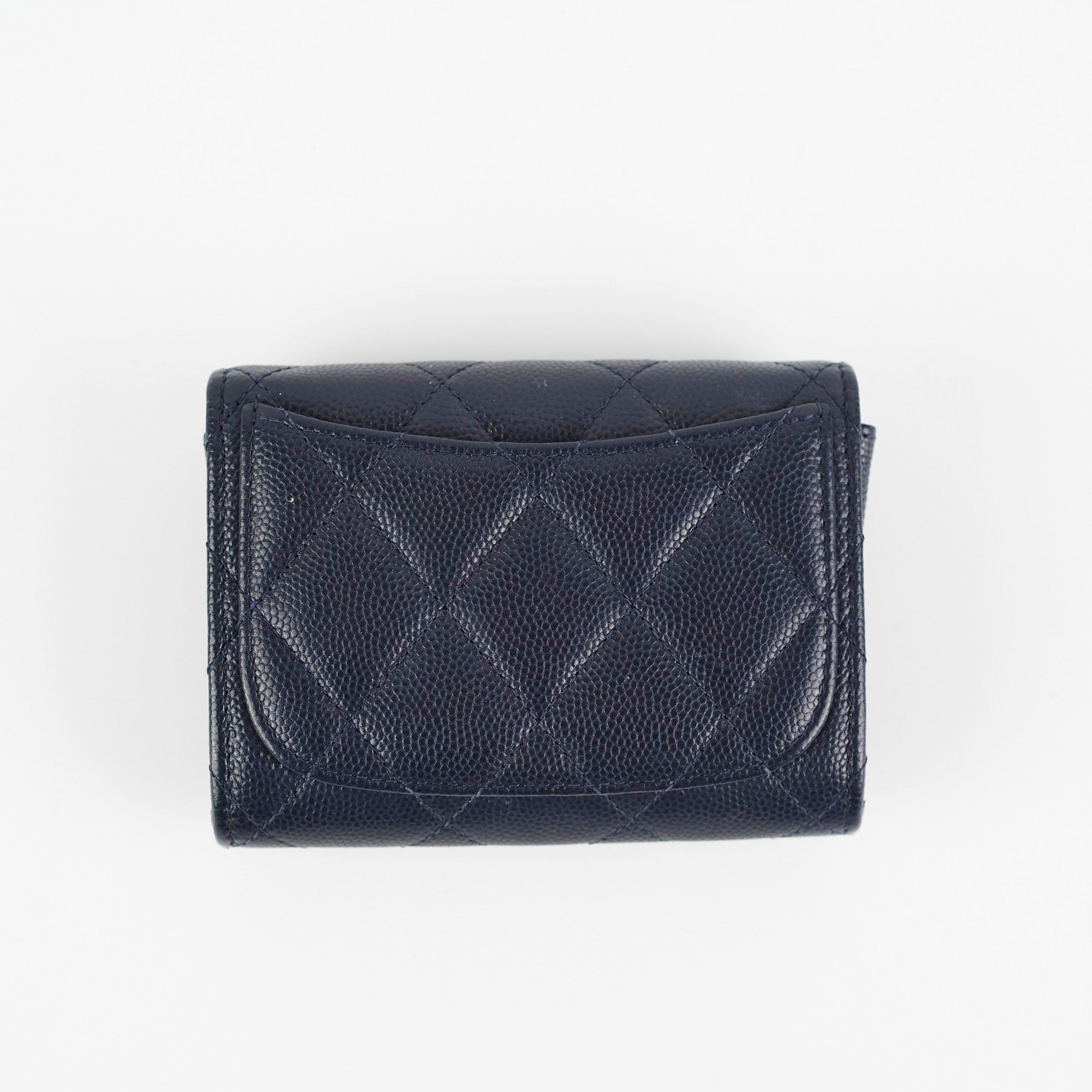 Chanel Navy Blue Caviar Leather Card Holder - Luxury Slim Wallet for Credit Cards & ID - Perfect for Everyday Use & Travel