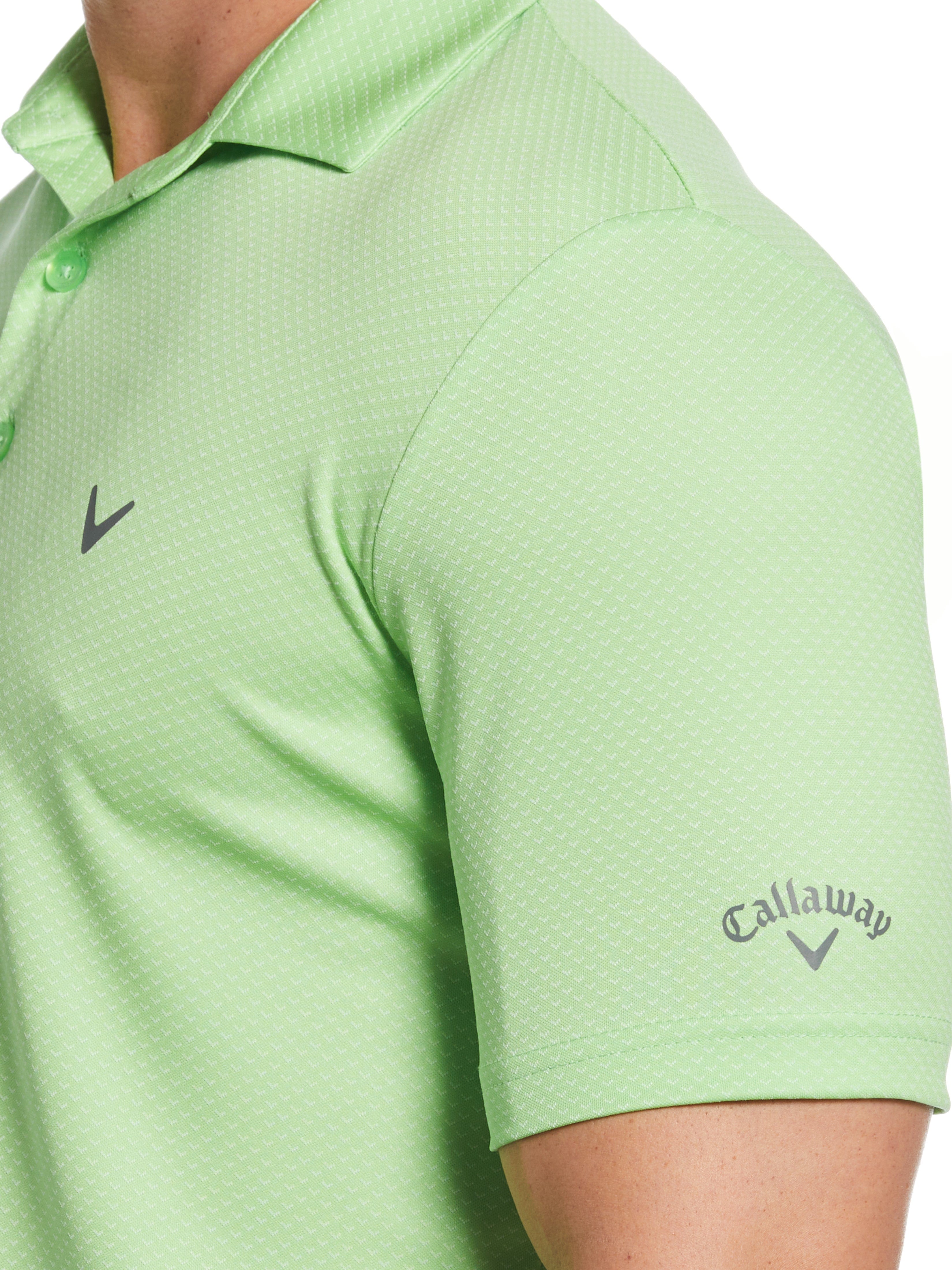 Men's Performance Spin Chevron Jacquard Golf Polo Shirt - Moisture-Wicking, UV Protection for Golf, Tennis & Outdoor Sports