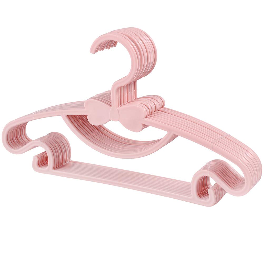 DOITOOL 10-Pack Anti-Slip Kids Clothes Hangers - Durable Plastic Coat Hangers for Children's Wardrobe Organization (Pink) | Perfect for Hanging School Uniforms, Dresses & Lightweight Jackets