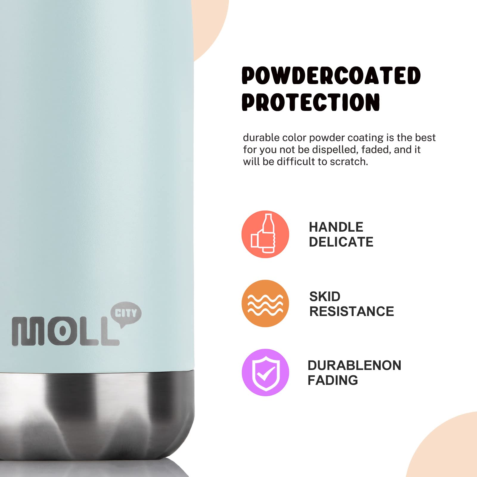 Kids Stainless Steel Water Bottle 9oz - Leak Proof Vacuum Insulated for School, Travel & Sports (Baby Blue)
