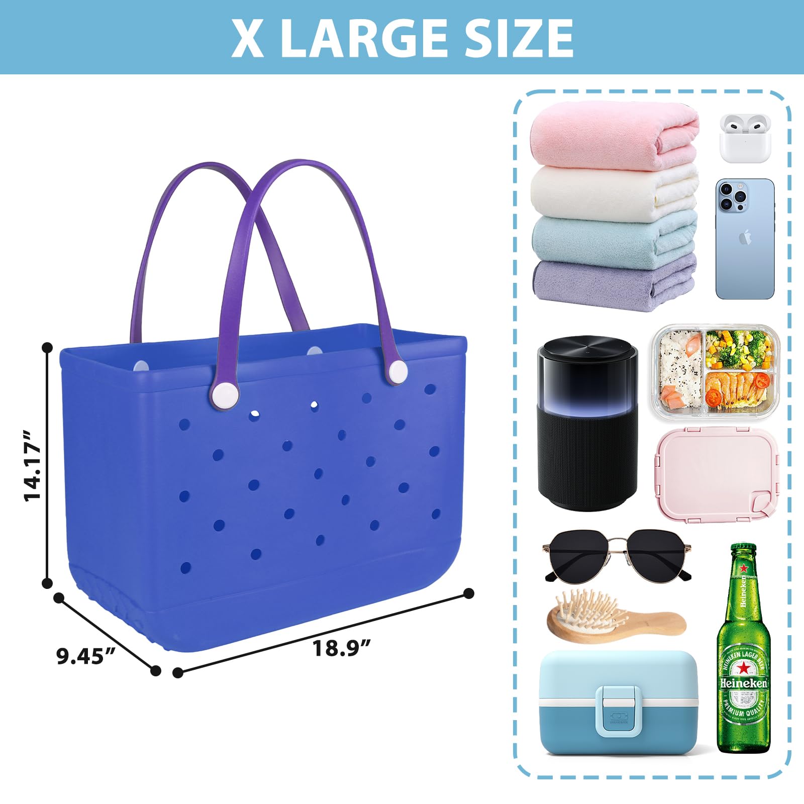 Extra Large Waterproof Beach Tote Bag for Men & Women - Heavy Duty Travel Duffel with Large Capacity - Perfect for Pool, Boat Trips, Gym & Vacation Getaways