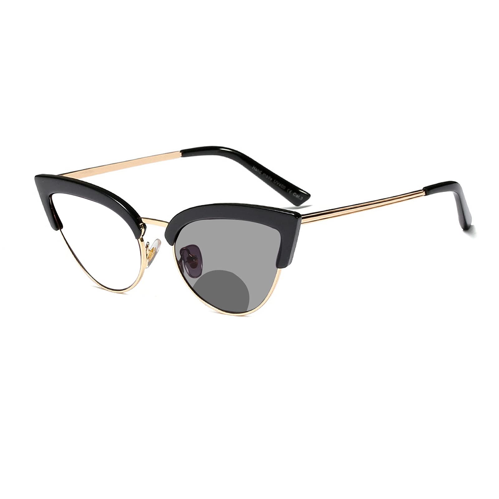Unisex Cat Eye Reading Glasses - Bifocal Near & Far Vision Photochromic Magnifying Eyewear for Presbyopia - Perfect for Reading, Computer Work & Outdoor Activities