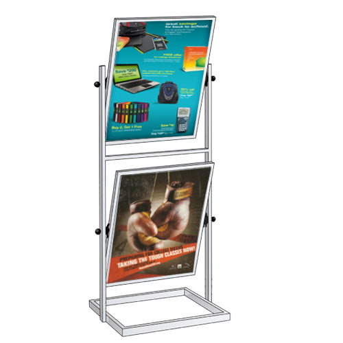 2 Tier Tilted Sign Holder Floor Stand for 22x28 Posters - Heavy Duty A-Frame Display for Retail, Restaurants & Events - Perfect for Advertising, Promotions & Menu Boards