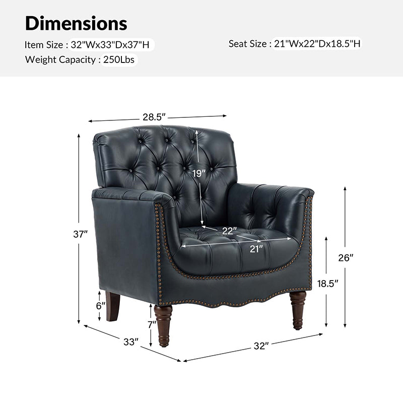 Premium Genuine Leather Armchair - Handcrafted Modern Lounge Chair for Living Room, Office & Study - Brown Leather Recliner with Solid Wood Frame - Perfect for Home Decor & Relaxation