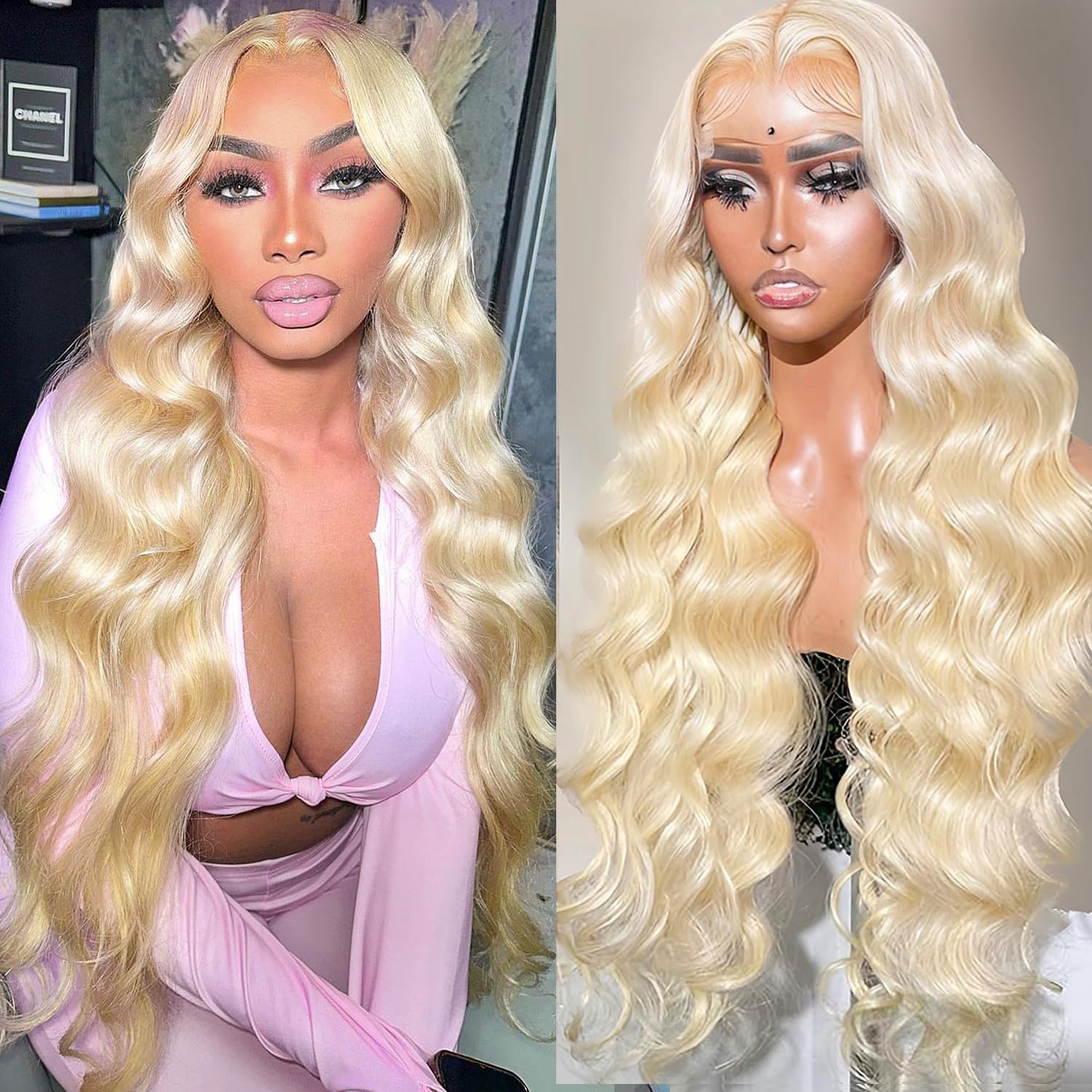 ANNELBEL 250% Density HD 13x4 Blonde Body Wave Lace Front Wigs Human Hair 24 Inch - Glueless Pre Plucked with Baby Hair 613 Honey Blonde - Natural Look for Daily Wear, Cosplay & Special Occasions