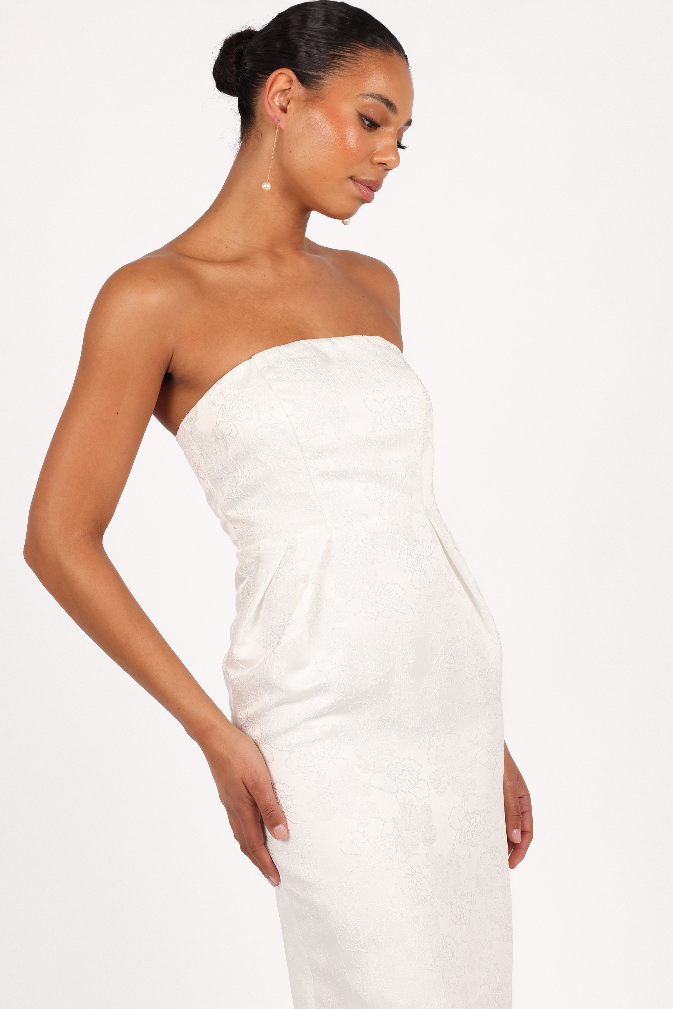Avah Strapless Midi Dress for Women - Elegant White Summer Dress for Weddings, Parties & Beach Vacations