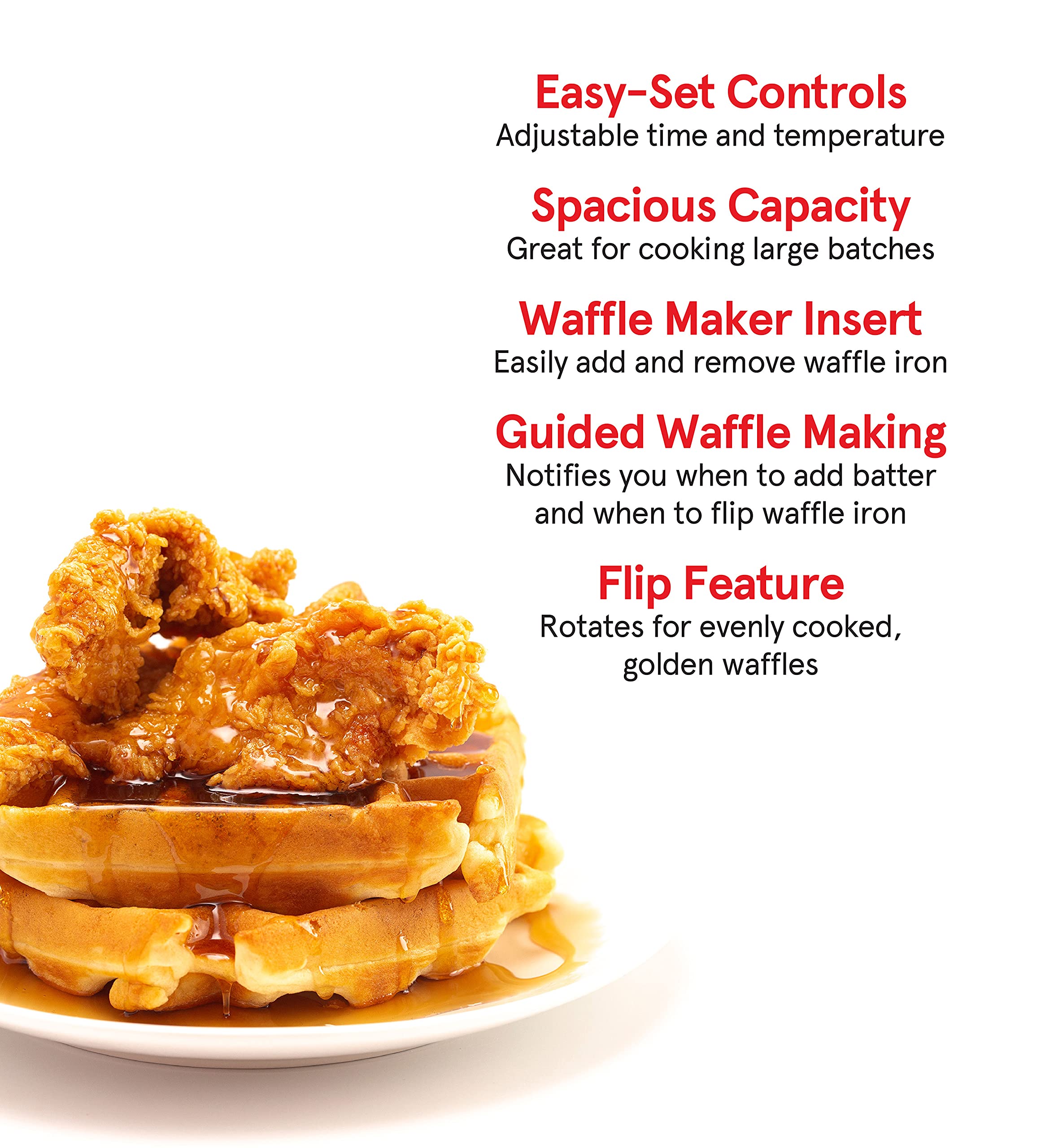 Gourmia GAFW598 2-in-1 Digital Air Fryer and Waffle Maker - 5 Quart Capacity for Healthy Cooking | Perfect for Family Meals, Quick Snacks & Breakfast Waffles