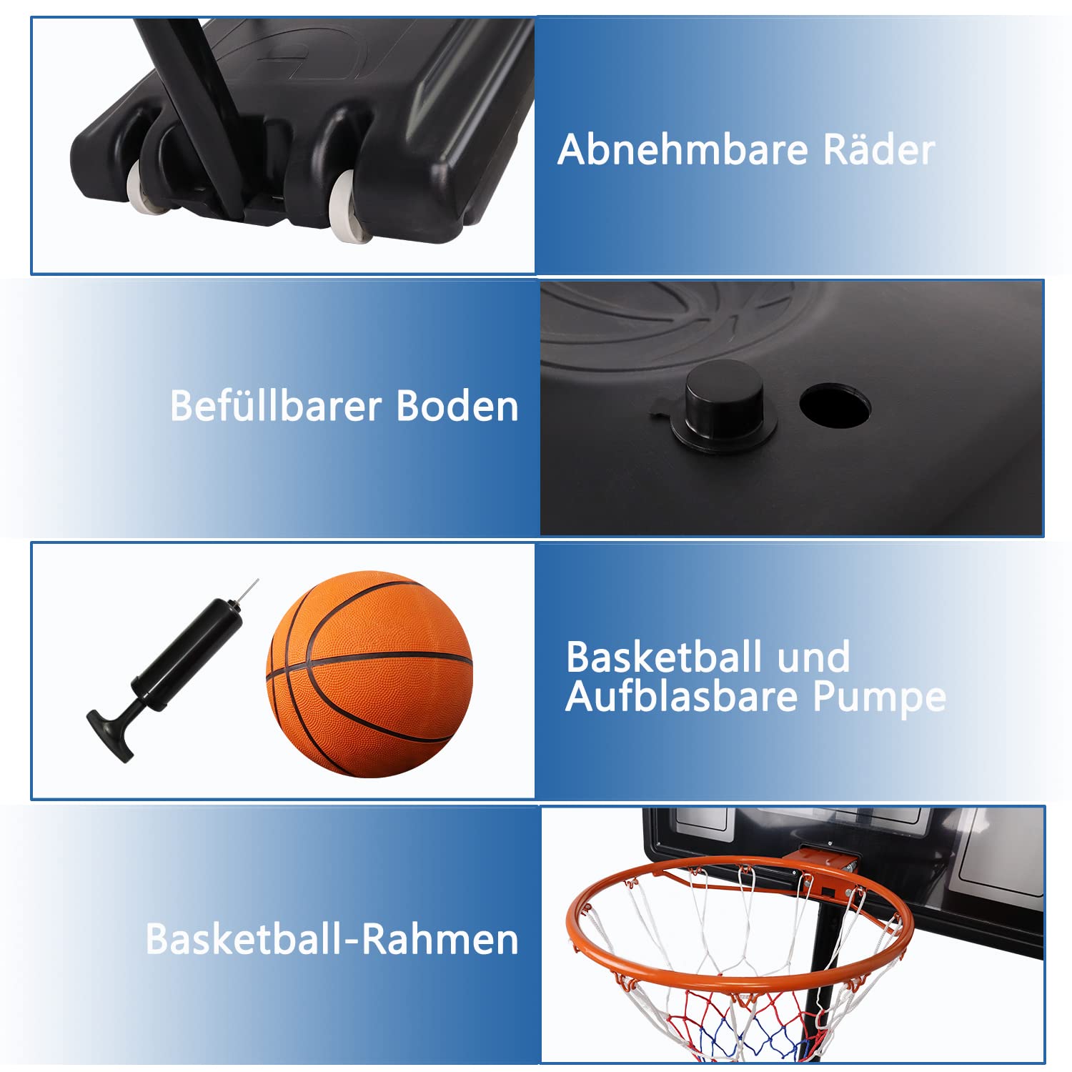 NAIZY 305cm Adjustable Height Basketball Hoop with Wheels - Outdoor Basketball Goal System for Kids & Adults - Perfect for Driveway, Backyard, and Park Play