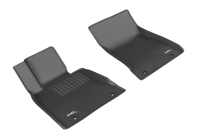 3D MAXpider Custom Fit All-Weather Floor Mats for 2015-2019 Genesis/Hyundai G80/Genesis Sedan - 1st Row Kagu Series (Black) | Perfect for Winter, Rain & Mud Protection