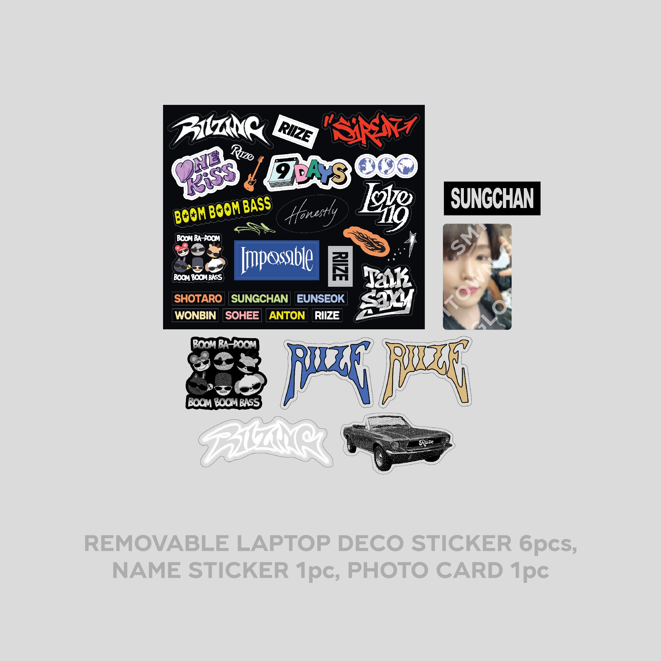 RIIZE 'RIIZING The 1st Mini Album' Removable Laptop Decal Sticker Set - Kpop Album Merchandise for Fans, Laptop Decoration, Notebook Customization