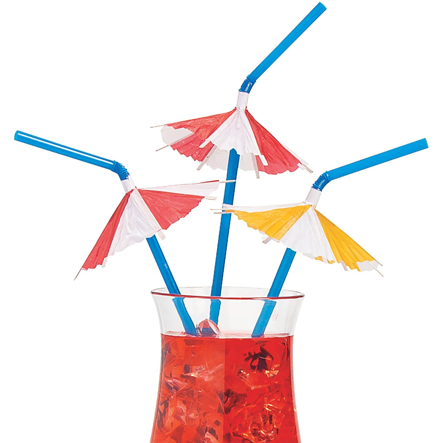 Colorful Pool Party Umbrella Drink Straws - 12 Pack Fun Cocktail Straws for Summer Parties, Tropical Drinks & Beach Themed Events - Perfect for Margaritas, Pina Coladas & Poolside Beverages