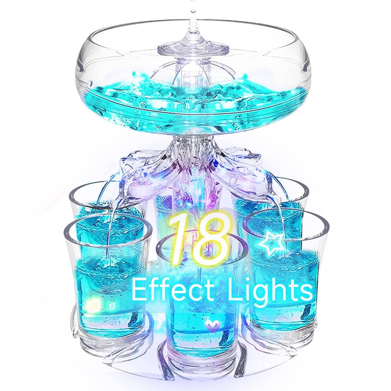 6-Piece Shot Dispenser Set with 18 LED Light Effects - Party Drink Dispenser for Cocktails, Cider & Beverages | Fun Bar Accessories & Home Gifts for Birthday Parties, Bachelor/Bachelorette Events & Game Nights