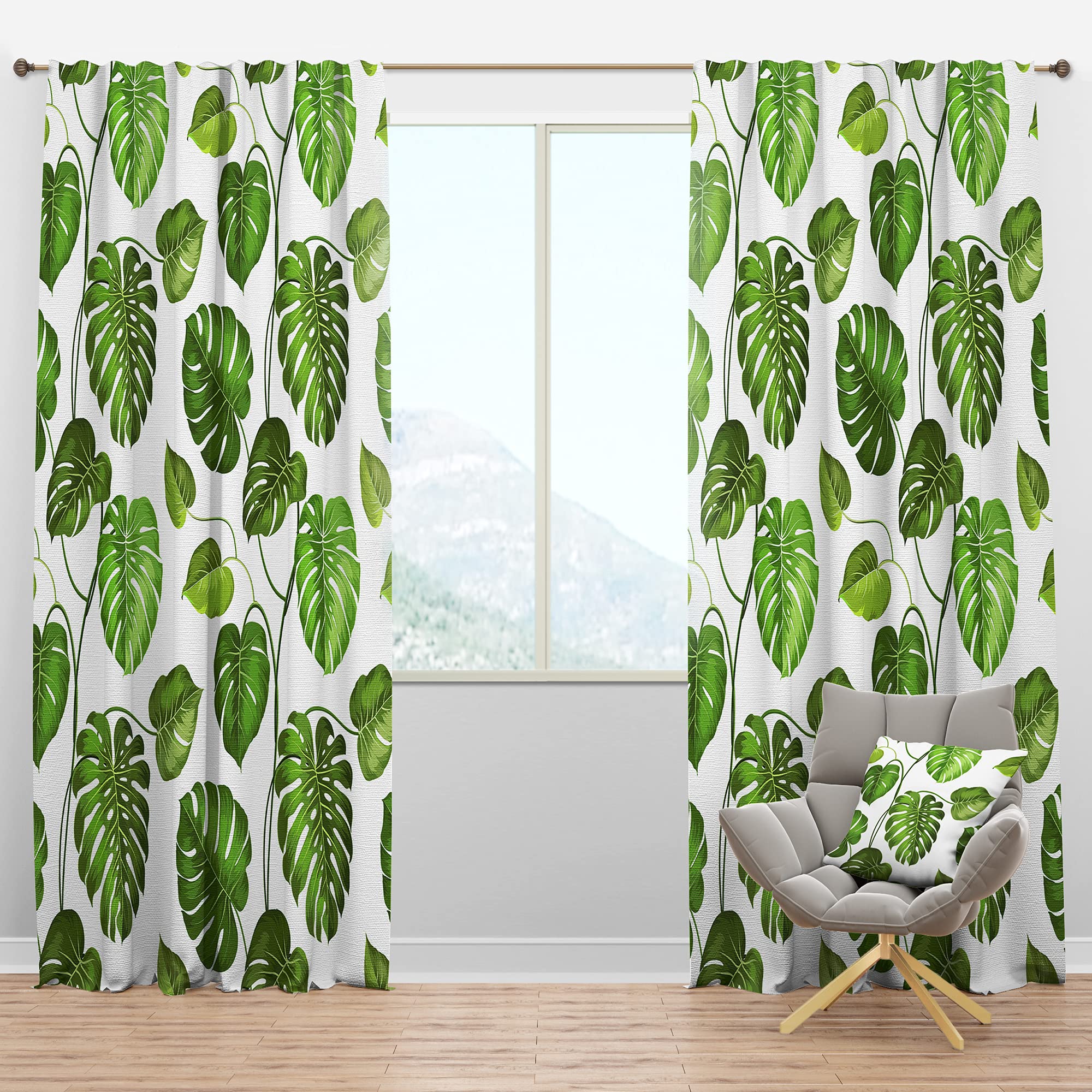 DesignQ Blackout Curtains 'Tropical Palm Leaves II' - Thermal Insulated Room Darkening Drapes for Bedroom & Living Room - Single Panel 52x90 Inches - Perfect for Home Decor, Privacy & Energy Efficiency
