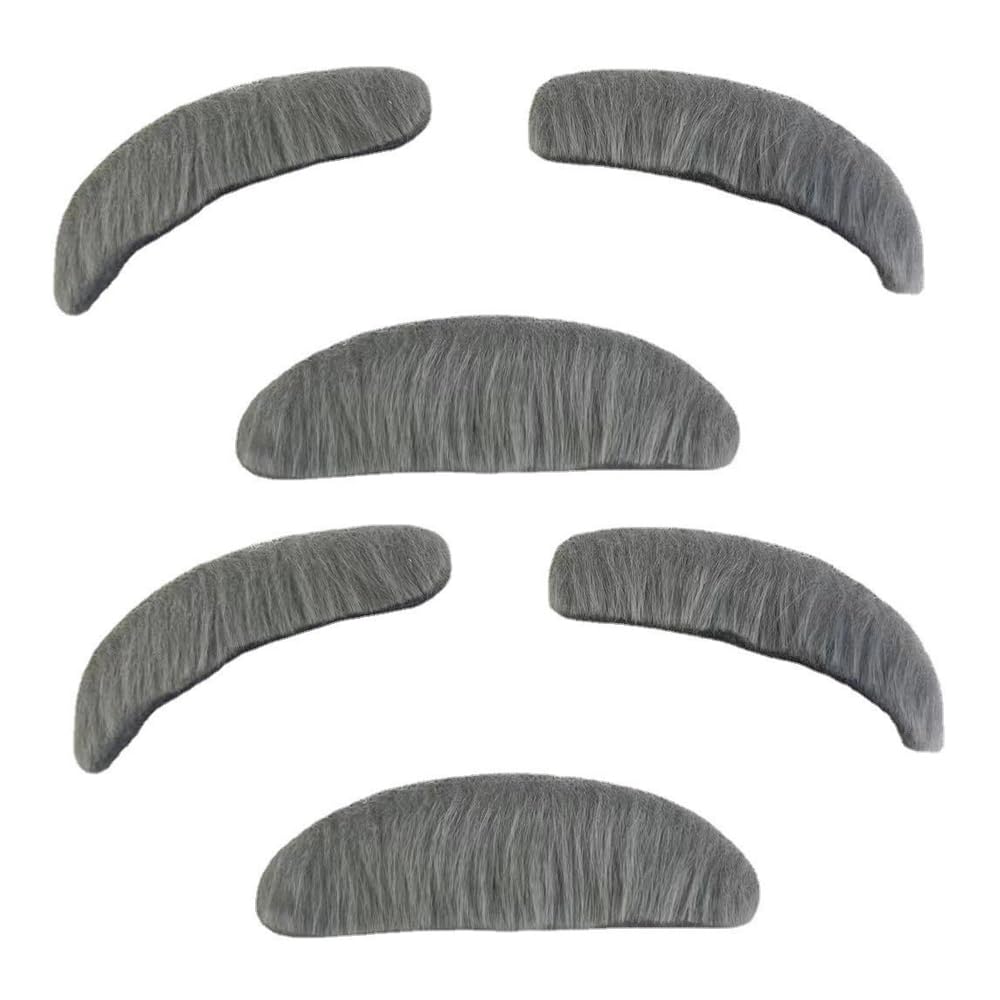 2PCS Gray Old Man Mustache and Eyebrows Set - Realistic Fake Beard & Eyebrows for Costume, Halloween, Cosplay, Themed Parties - Perfect for Disguise, Comedy Skits, and Dress-Up Fun