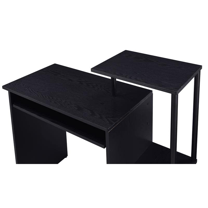 Acme Lyphre Black Wooden Rectangle Computer Desk with Keyboard Tray - Home Office Workstation for Study, Gaming & Remote Work