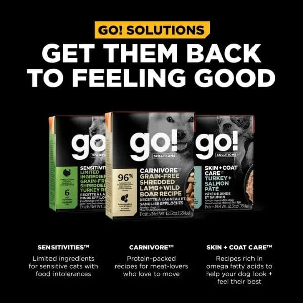Go! Solutions Carnivore Grain-Free Shredded Lamb & Wild Boar Wet Dog Food - 12.5oz Can - High Protein Natural Recipe for Adult Dogs - Perfect for Sensitive Stomachs & Picky Eaters