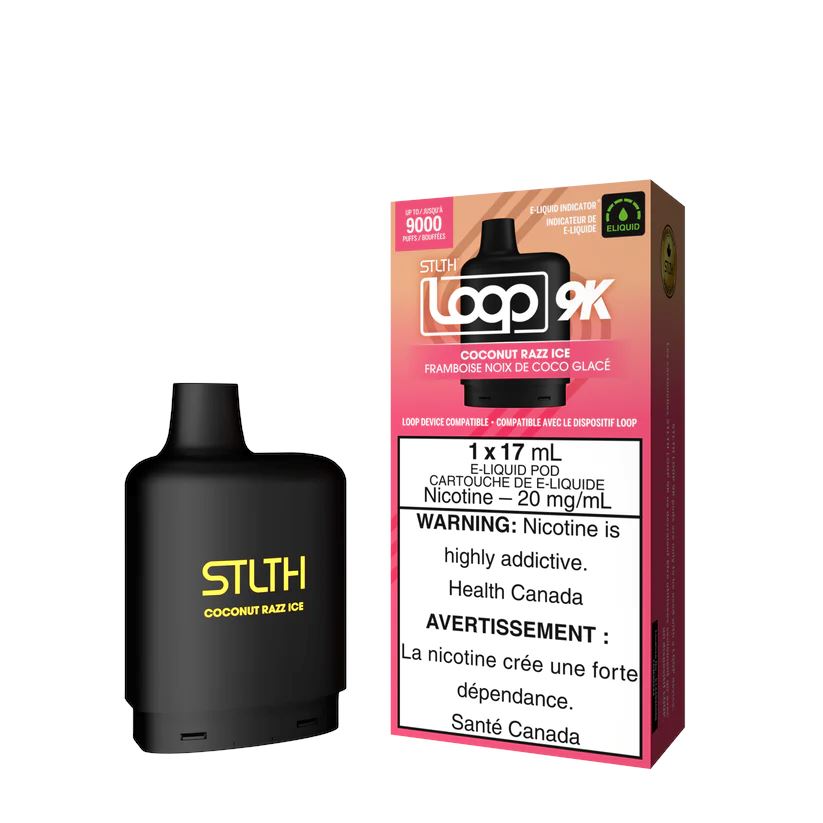 STLTH Loop 9K Disposable Vape - Coconut Razz Ice Flavor | 9000 Puffs | Portable & Rechargeable | Perfect for Travel, Parties & Outdoor Activities