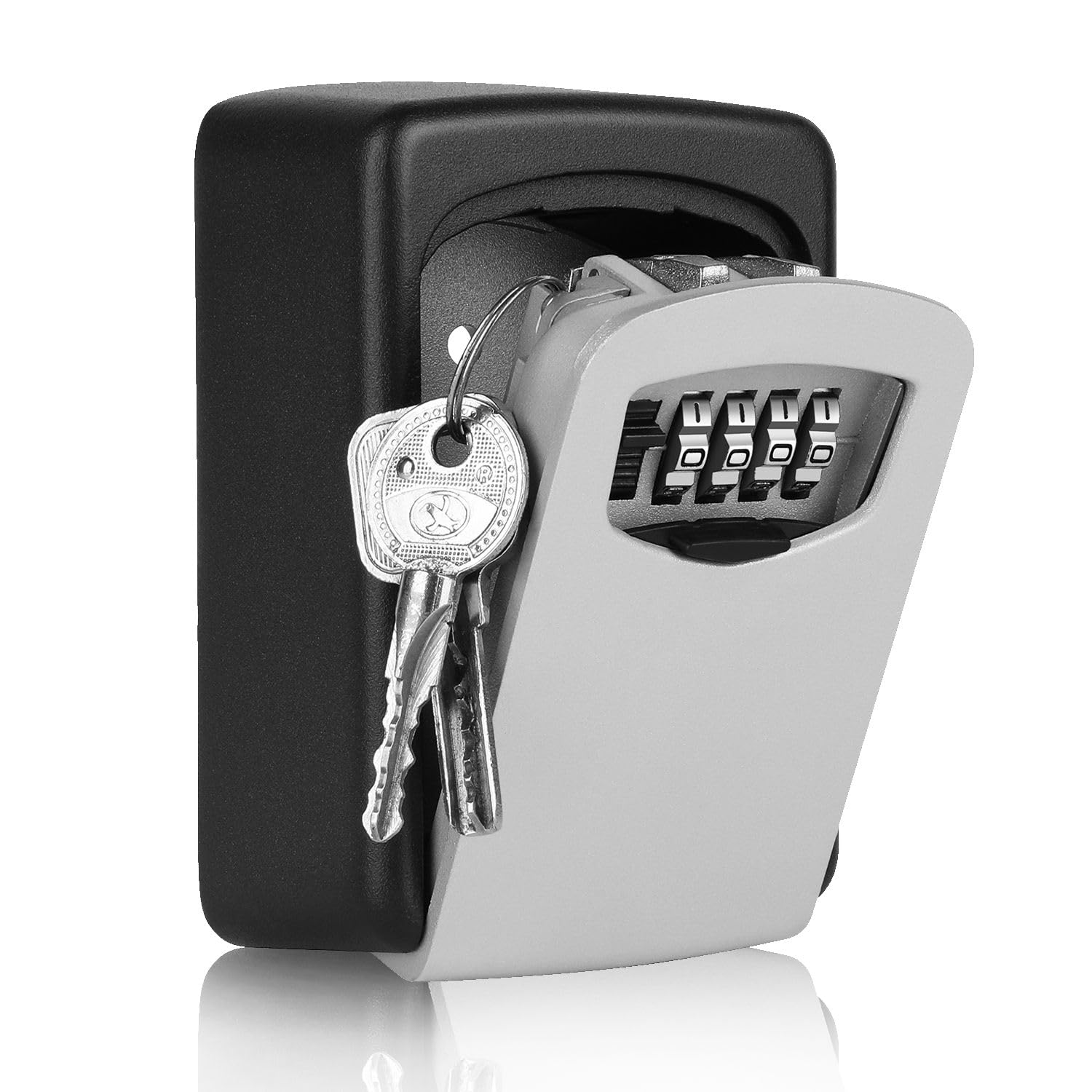 Flexzion Wall Mounted Key Lock Box - 4 Digit Combination Outdoor Key Safe with Weather & Rust Resistant Security for House, Door, Gate - Perfect for Vacation Rentals, Airbnb Hosts, and Property Management