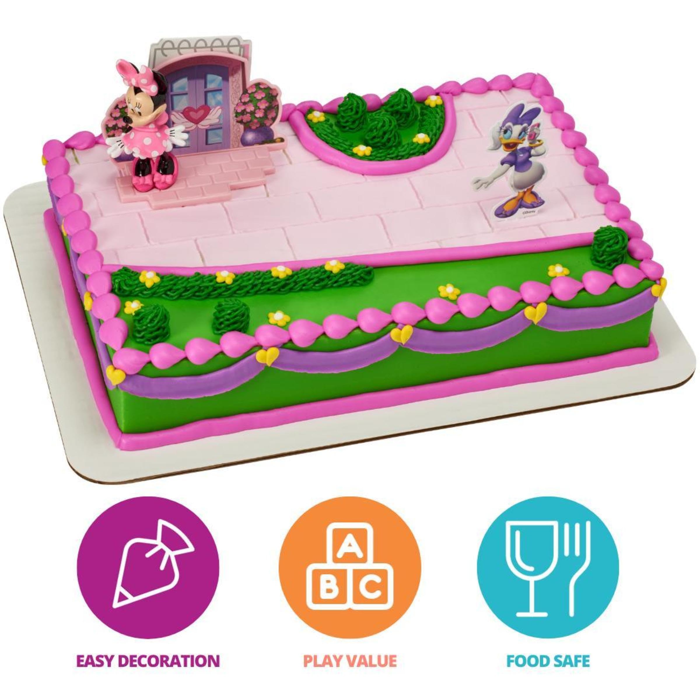 Disney Minnie Mouse Happy Helpers Cake Topper Set - 4-Piece Cake Decorations with Minnie Mouse & Daisy Duck - Perfect for Birthday Parties, Baby Showers & Disney-Themed Celebrations