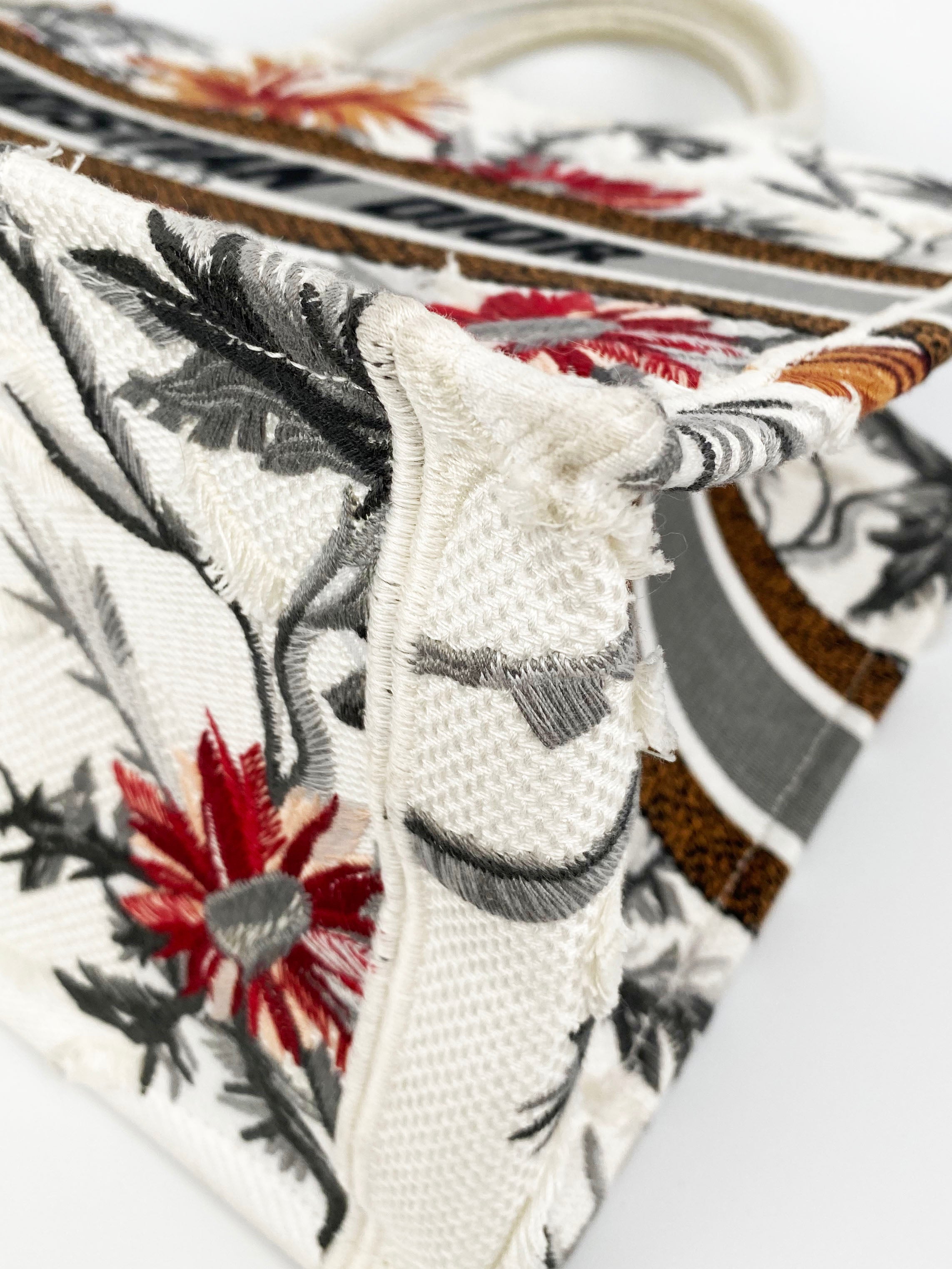 Christian Dior White Limited Edition Book Tote Bag with Floral Accents - Perfect for Travel, Work & Luxury Fashion Accessories