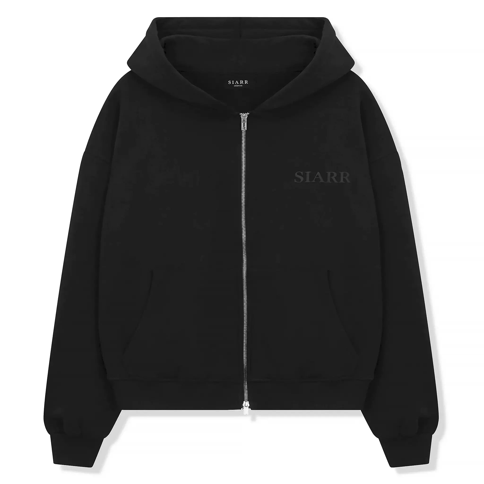 SIARR Black Zip Up Hoodie for Men & Women - Stylish Lightweight Fleece Jacket with Front Pockets - Perfect for Casual Wear, Gym, and Outdoor Activities
