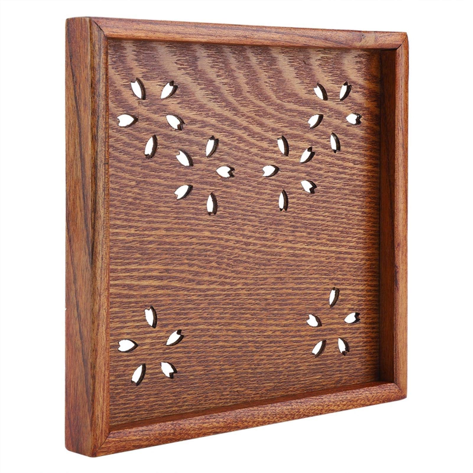 Wooden Serving Tray Set - Handcrafted Solid Wood Fruit Plate, Vegetable Platter & Tea Tray for Coffee, Snacks, Desserts - Flower-Shaped Hollow Design - Perfect for Kitchen, Dining Table, Picnics & Party Serving