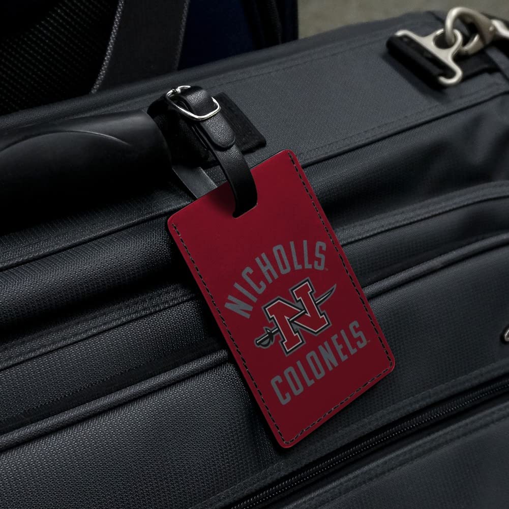 Nicholls State University Colonels Logo Leather Luggage Tag - Personalized Rectangle ID Card Holder for Travel, Business & Campus Life
