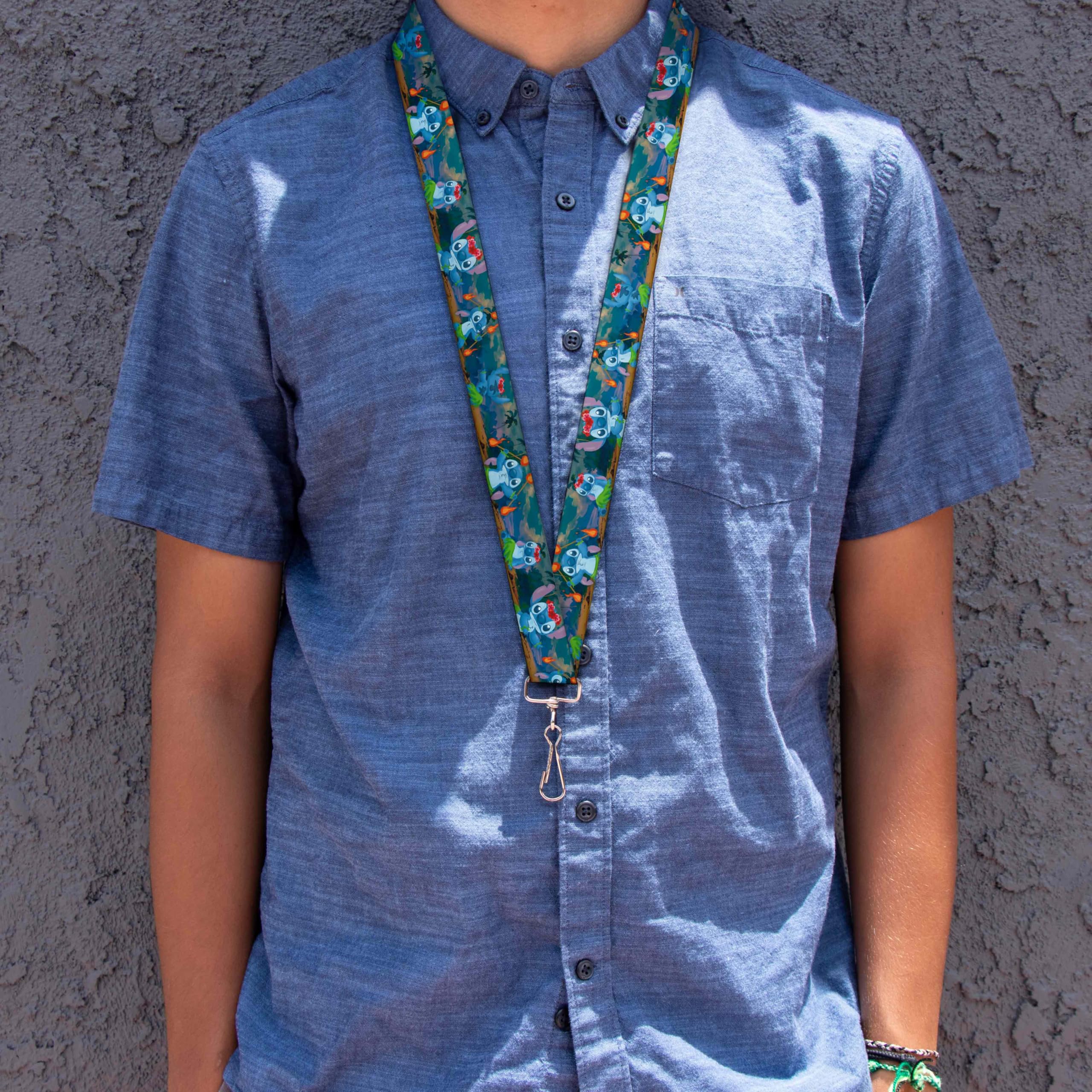Buckle Down Lanyard - 1.0 Inch Wide Stitched Hula Dance Design with 5 Poses - Perfect for ID Badges, Keys, and Event Passes at Work, School, or Conventions
