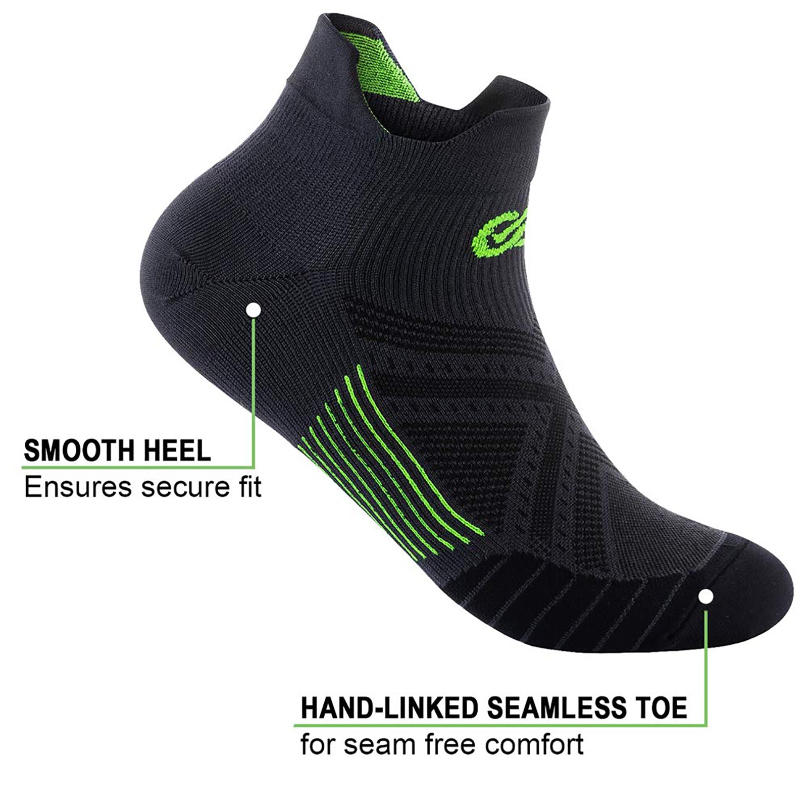 GECKOMAN x PAPLUS Ankle Compression Running Socks for Men & Women - 2 Pairs Pack - Moisture Wicking & Breathable for Marathon, Hiking, Gym Workout & Sports Performance